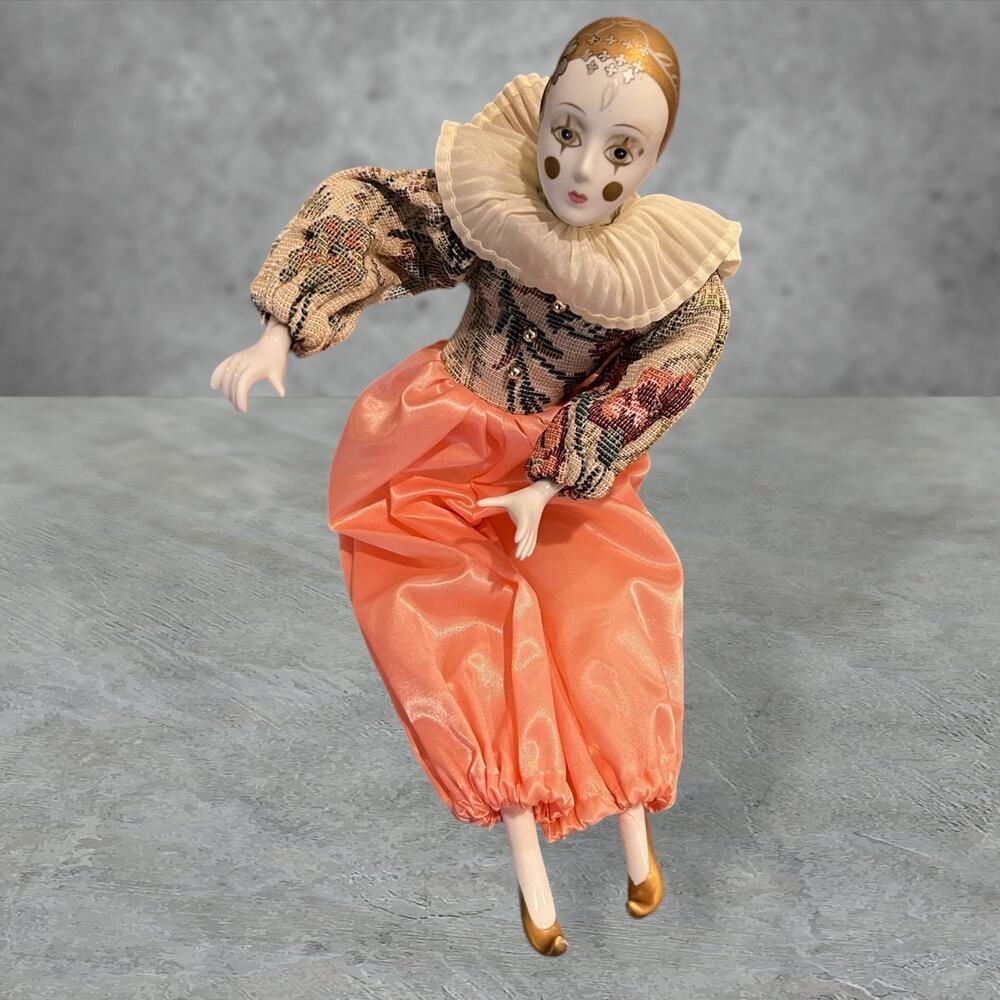 Vintage Silvestri Jester Harlequin Clown Doll Collectible Porcelain